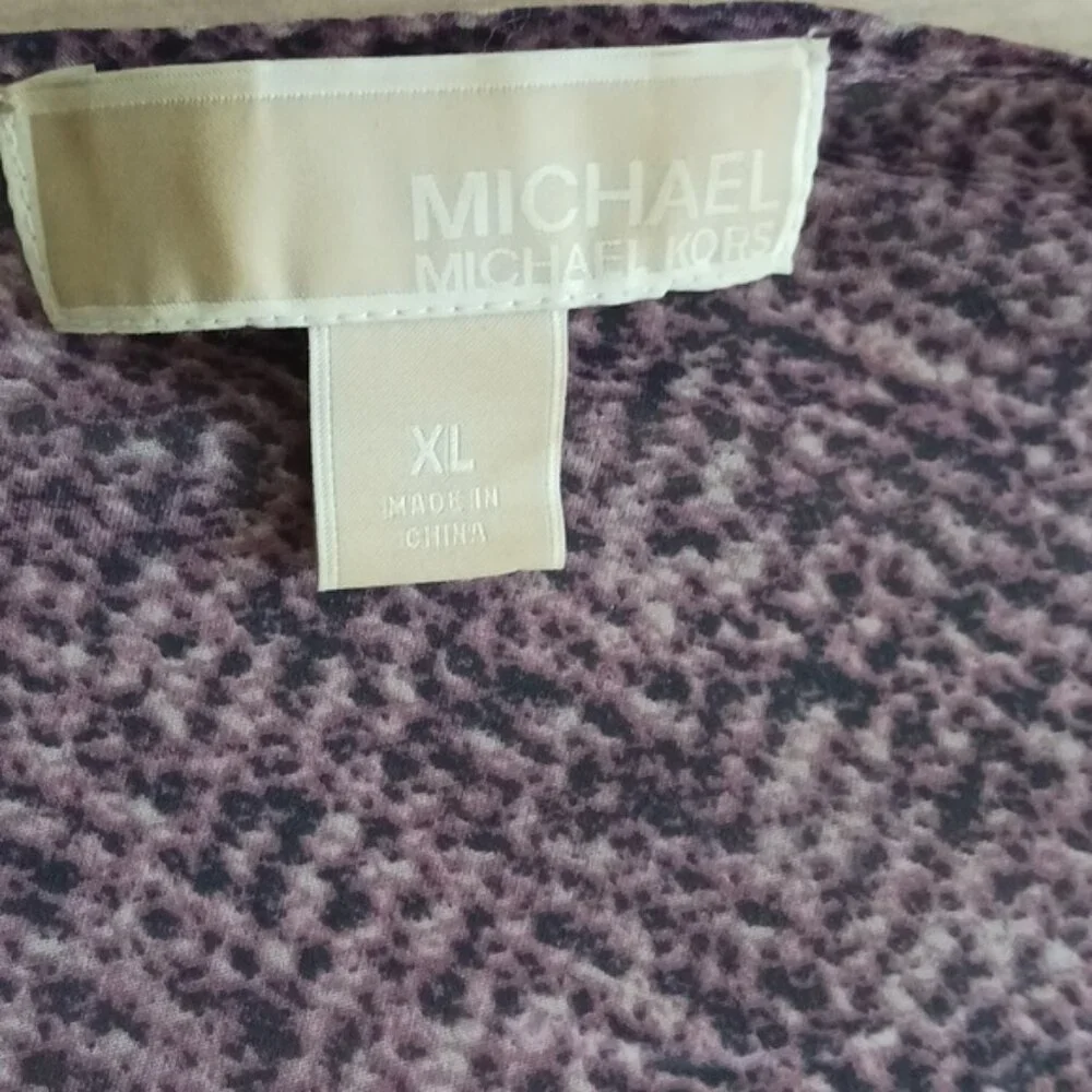 Michael Kors Purple Sheer Blouse Top Round Neck Long Sleeves Sz.XL